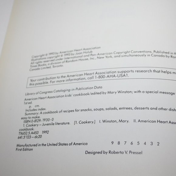 1993 Kids' Cookbook American Heart Association (BL) - Picture 3 of 4